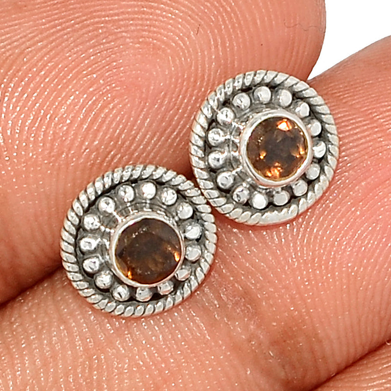 Small Filigree - Smokey Quartz Studs - SMQS384