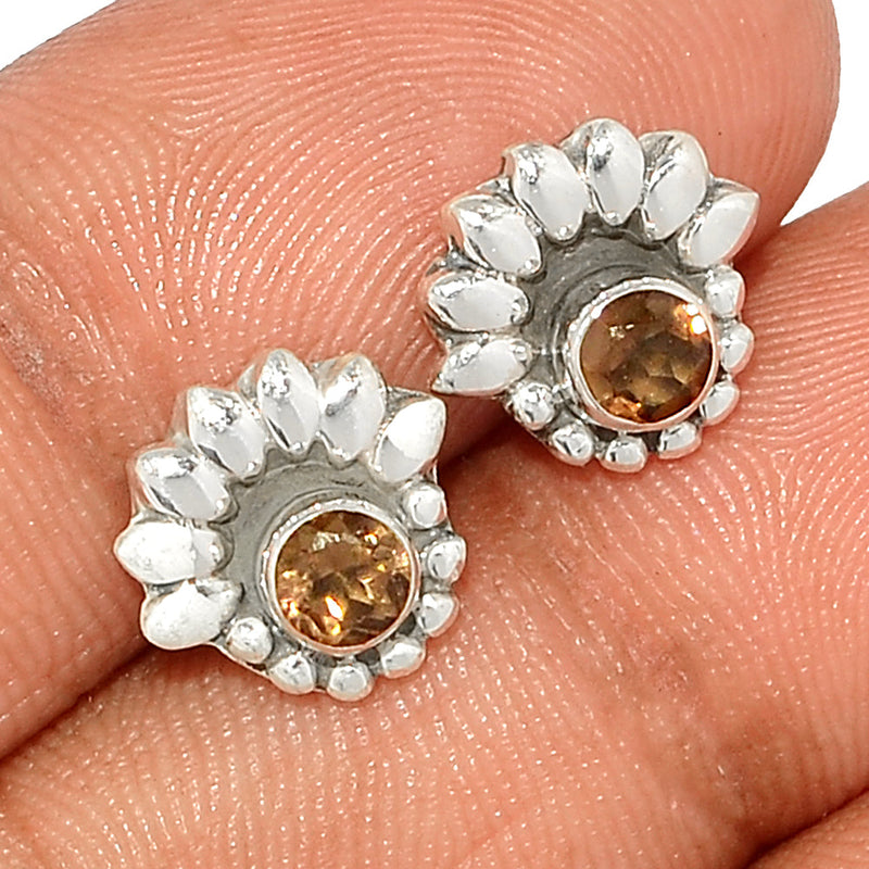 Small Filigree - Smokey Quartz Studs - SMQS385