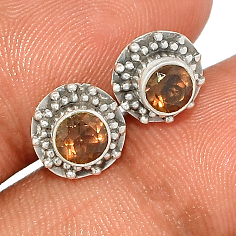 Small Filigree - Smokey Quartz Studs - SMQS389