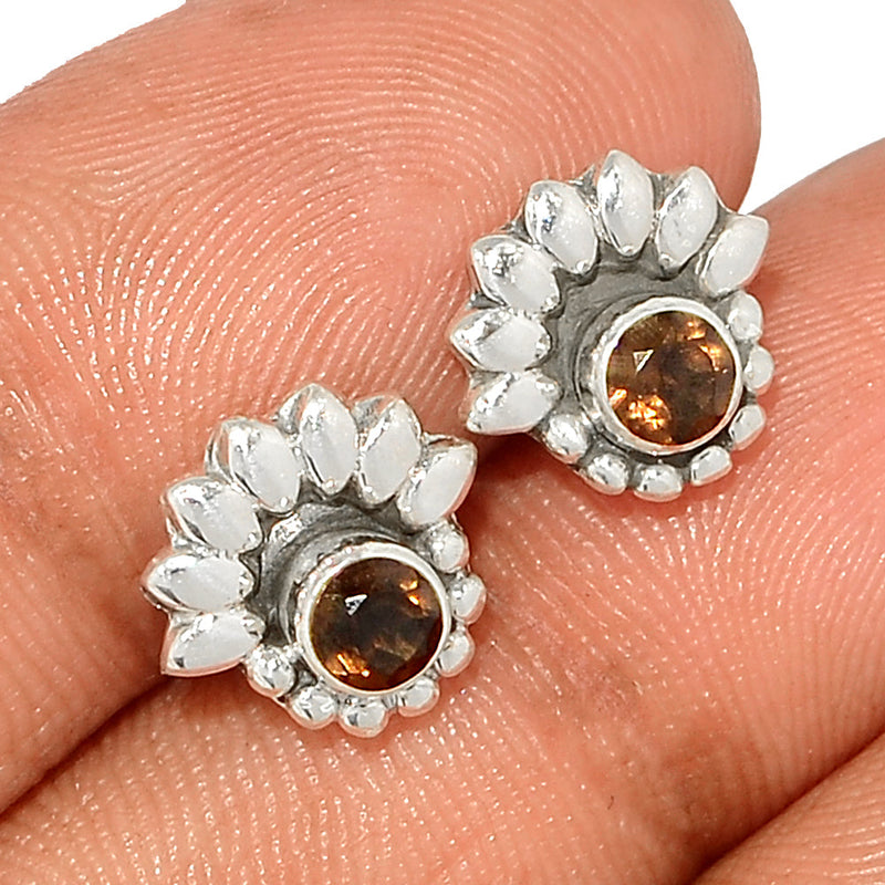 Small Filigree - Smokey Quartz Studs - SMQS401