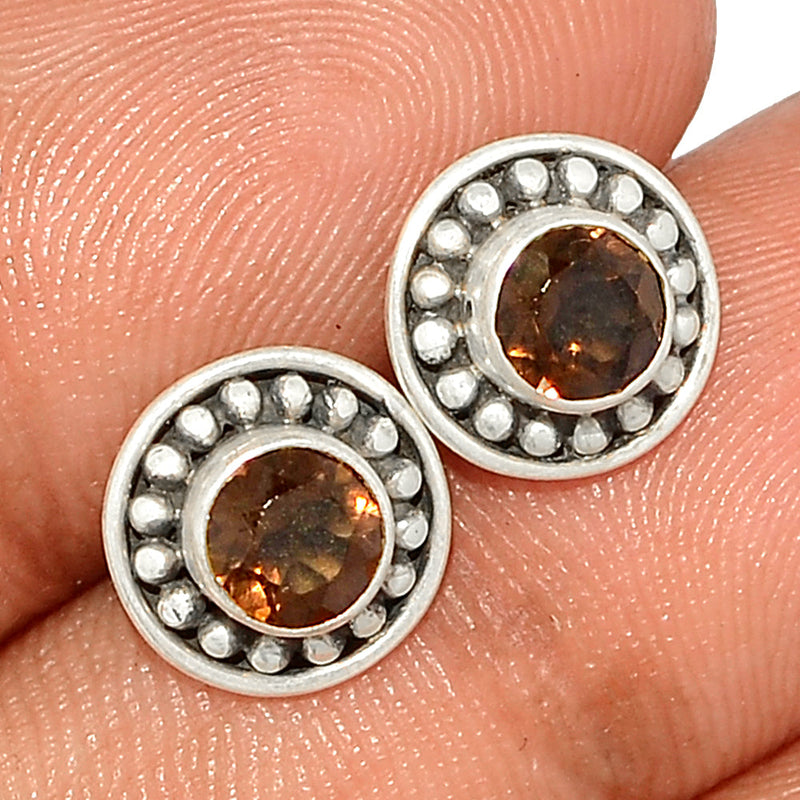 Small Filigree - Smokey Quartz Studs - SMQS402