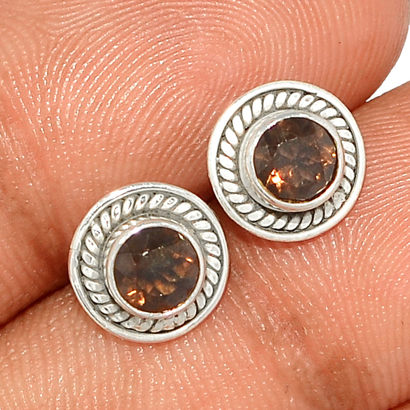 Small Filigree - Smokey Quartz Studs - SMQS404