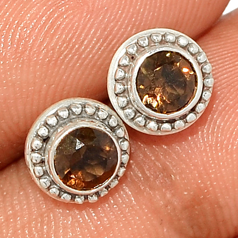 Small Filigree - Smokey Quartz Studs - SMQS406