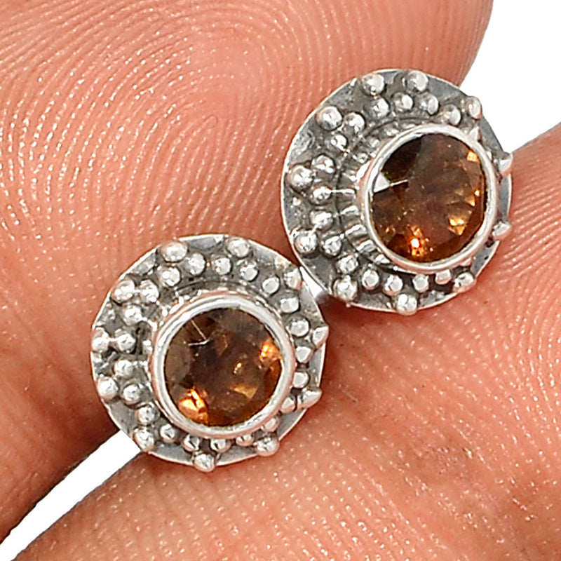 Small Filigree - Smokey Quartz Studs - SMQS409