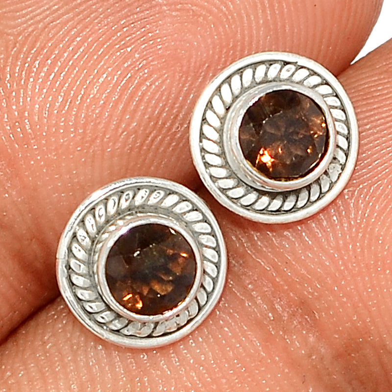 Small Filigree - Smokey Quartz Studs - SMQS415