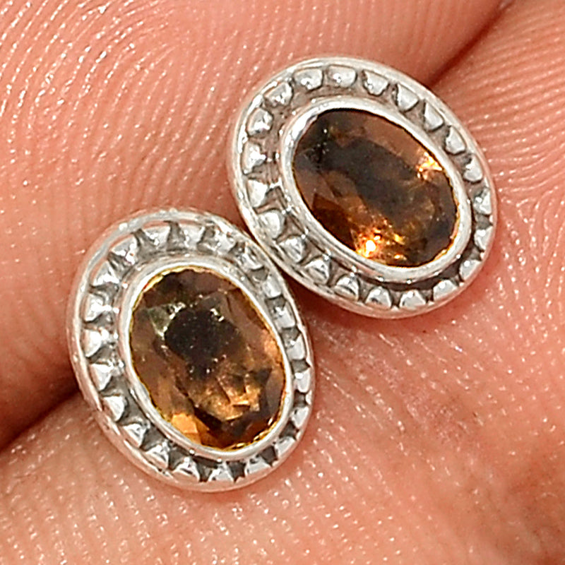 Small Filigree - Smokey Quartz Studs - SMQS417