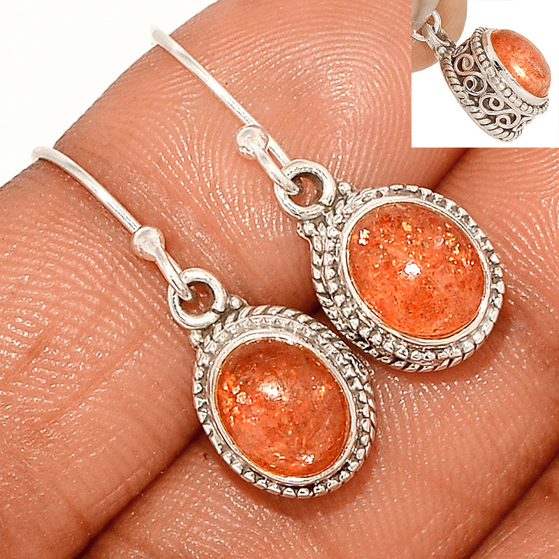 1.2" Fine Filigree - Sunstone Earrings - SNSE23