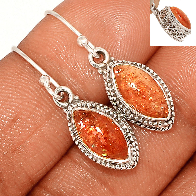 1.2" Fine Filigree - Sunstone Earrings - SNSE26