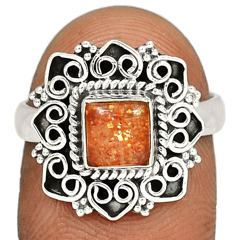 6*6 MM Fine Filigree - Sunstone Ring - SNSR787