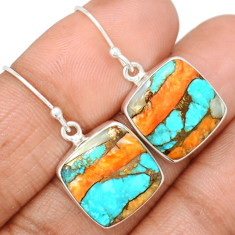 1.2" Spiny Oyster Arizona Turquoise Earrings - SOTE665
