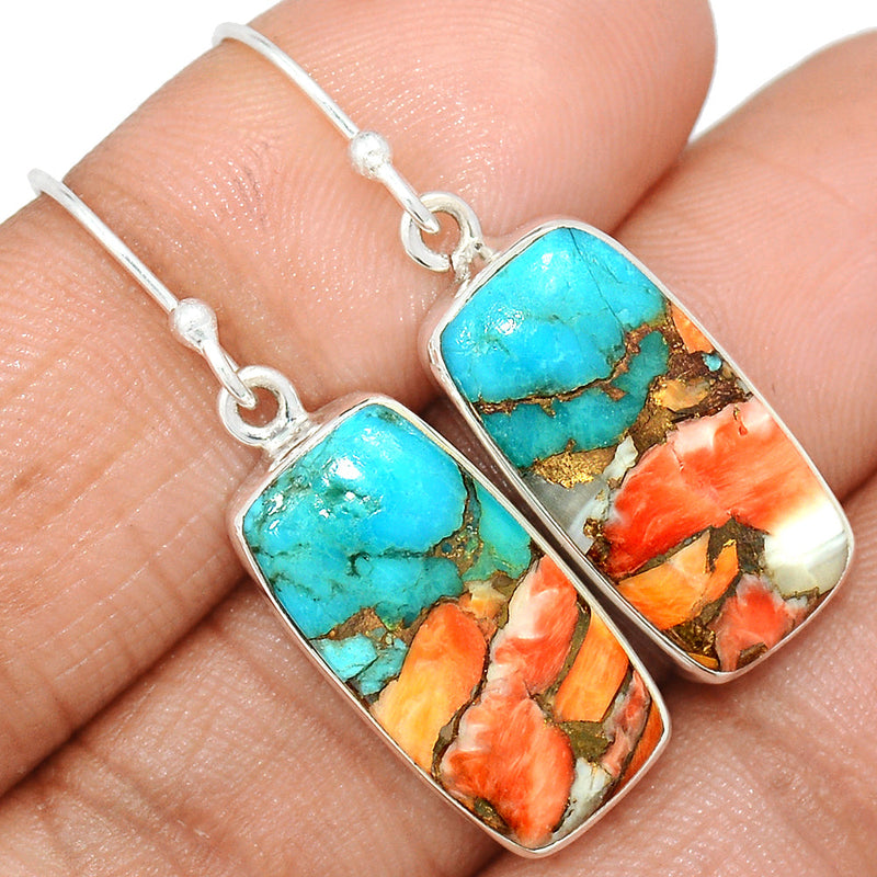 1.5" Spiny Oyster Arizona Turquoise Earrings - SOTE676