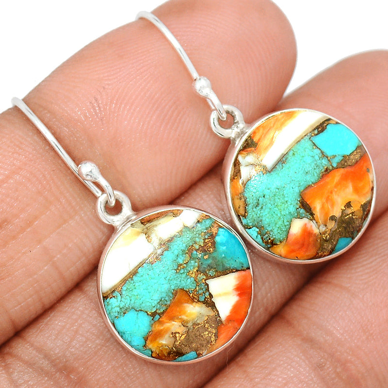 1.3" Spiny Oyster Arizona Turquoise Earrings - SOTE692
