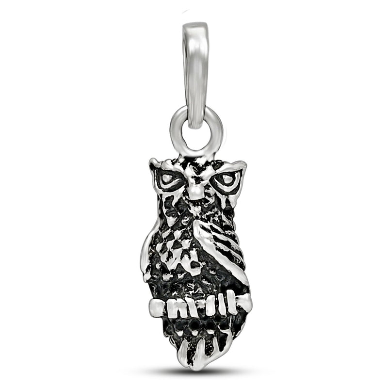 0.7" Owl Silver Jewelry Pendants - SPJ2038