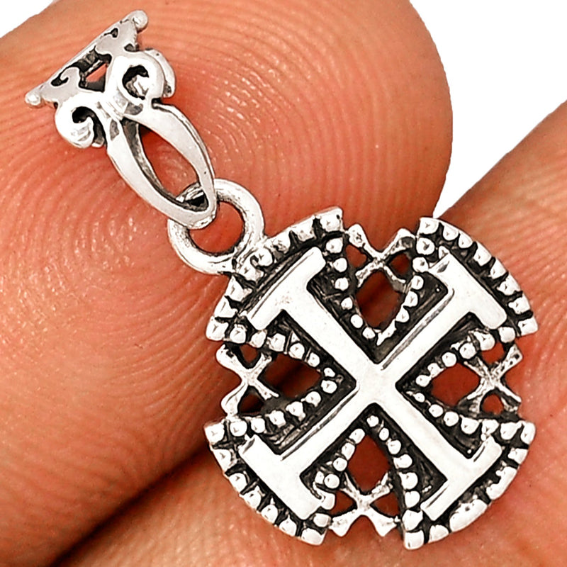 0.8" Jerusalem Cross Silver Jewelry Pendants - SPJ2040