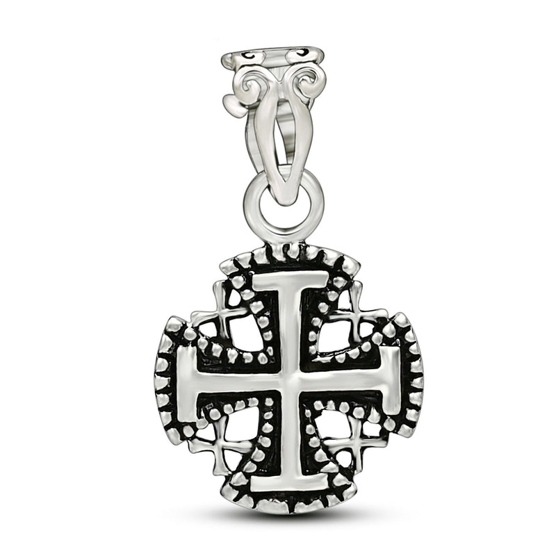 0.8" Jerusalem Cross Silver Jewelry Pendants - SPJ2040