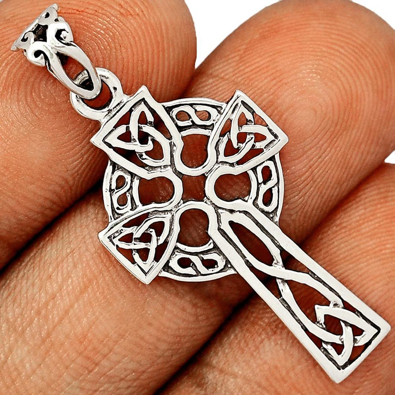 1.7" Celtic Cross Silver Jewelry Pendants - SPJ2094