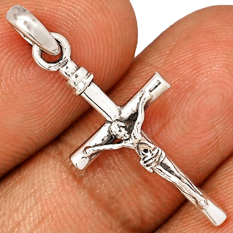 1.3" Jesus Christ Cross Silver Jewelry Pendants - SPJ2095