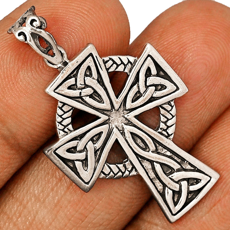 1.6" Celtic Cross Silver Jewelry Pendants - SPJ2098