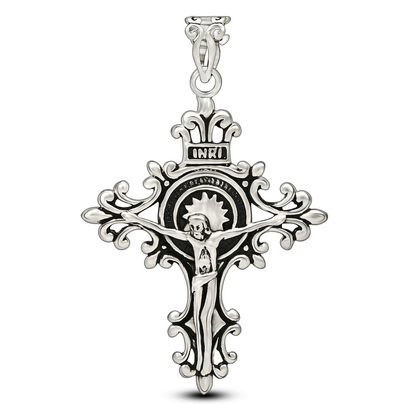 1.8" Crucifix Cross Fleury Silver Jewelry Pendants - SPJ2102