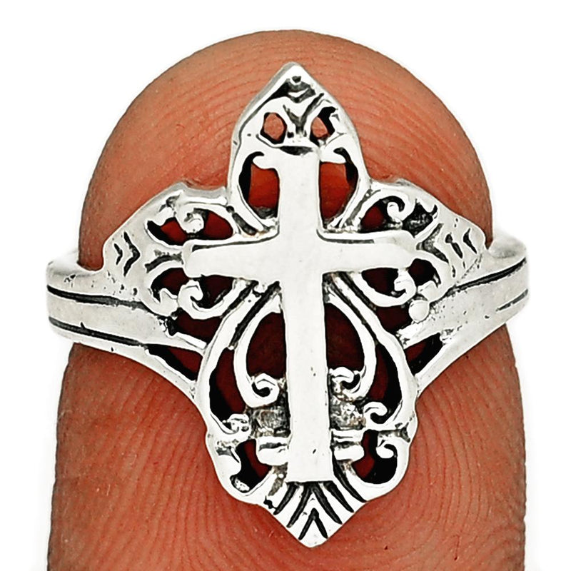 Filigree Swirl Cross Silver Jewelry Ring - SPJ2149