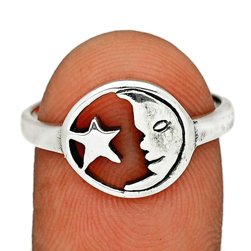 Moon Stars Celestial Silver Jewelry Ring - SPJ2155