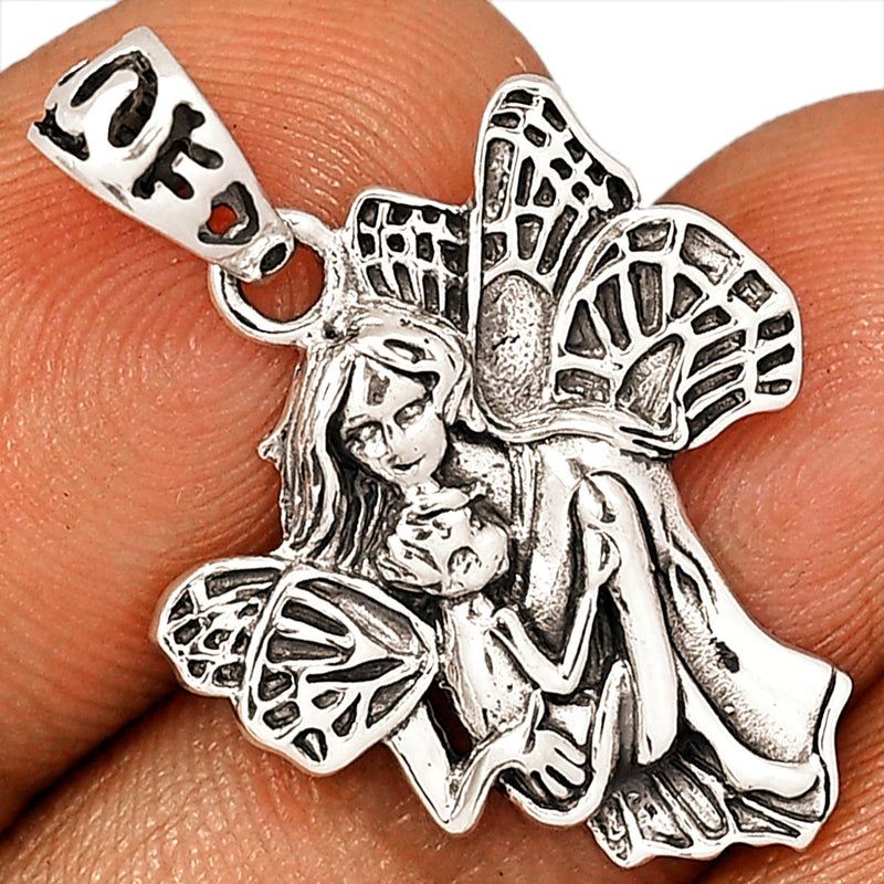 1.2" Mother And Baby Angels Silver Jewelry Pendants - SPJ2180