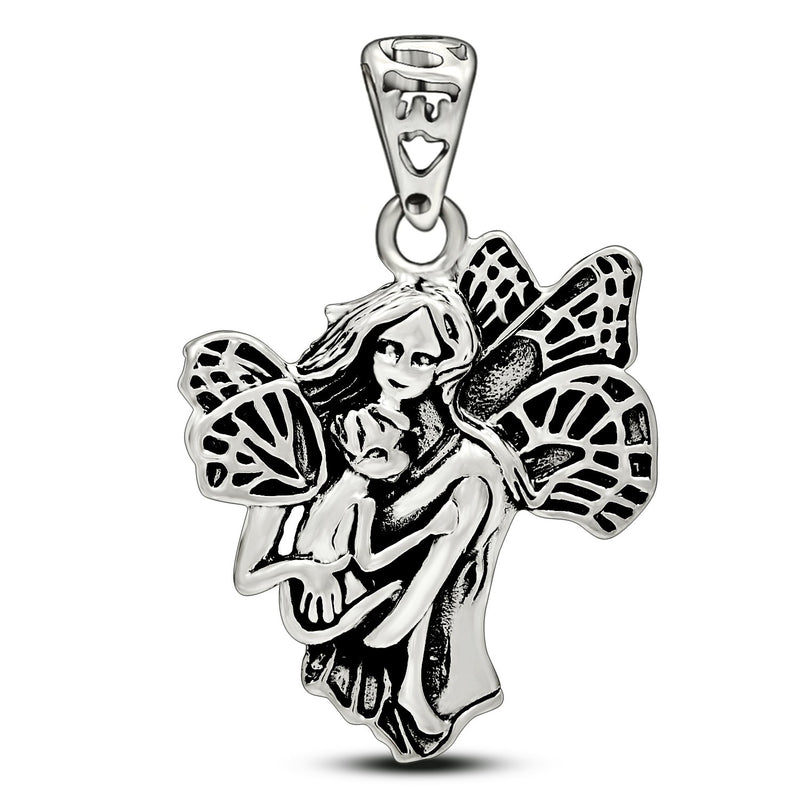 1.2" Mother And Baby Angels Silver Jewelry Pendants - SPJ2180