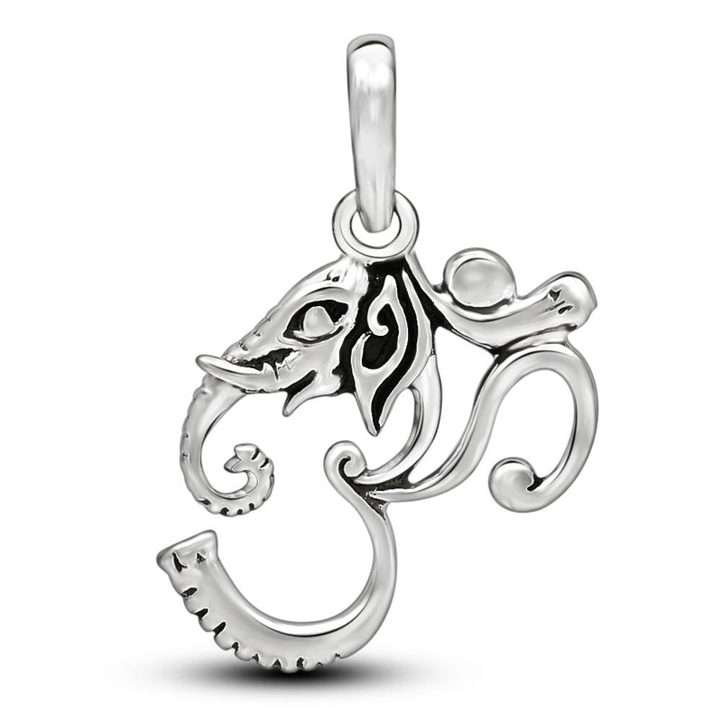 1" Ganesha Elephant Om Hindu God Silver Jewelry Pendants - SPJ2187