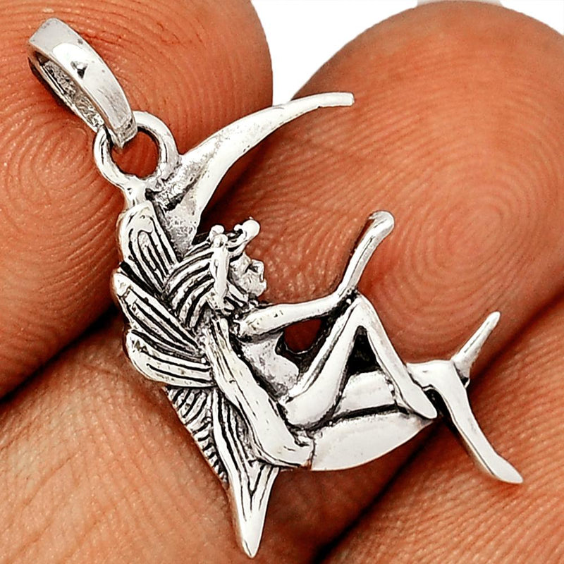 1.2" Moon Fairy Silver Jewelry Pendants - SPJ2190