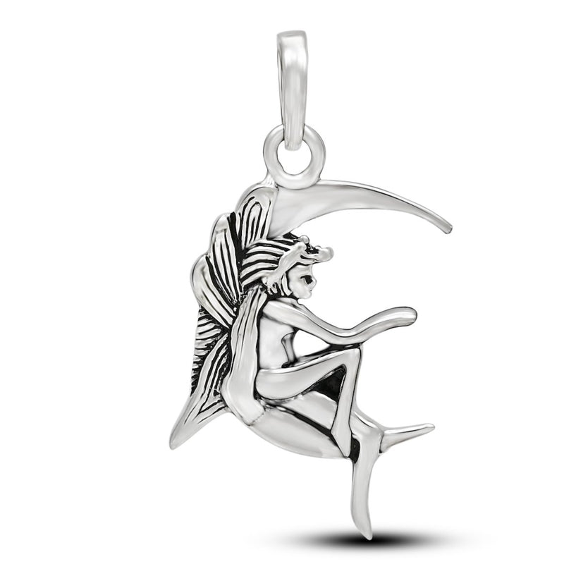 1.2" Moon Fairy Silver Jewelry Pendants - SPJ2190