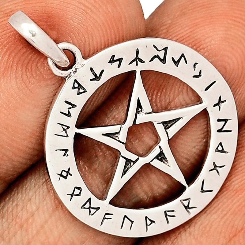 1.2" Pentaclen Pentagram Silver Jewelry Pendants - SPJ2199