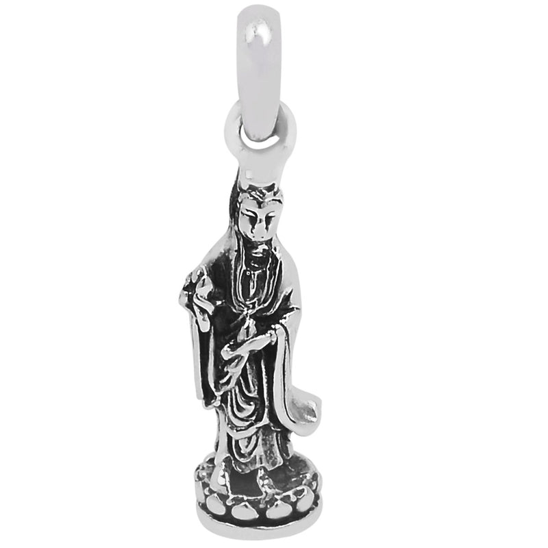 1.2" Standing Kuan Yin - Guanyin Silver Jewelry Pendants - SPJ2201