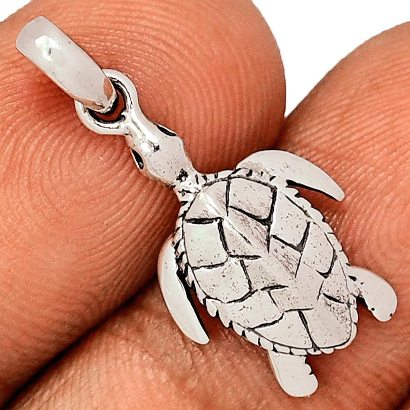 1" Tortoise - Plain Silver Jewelry Pendants - SPJ2202