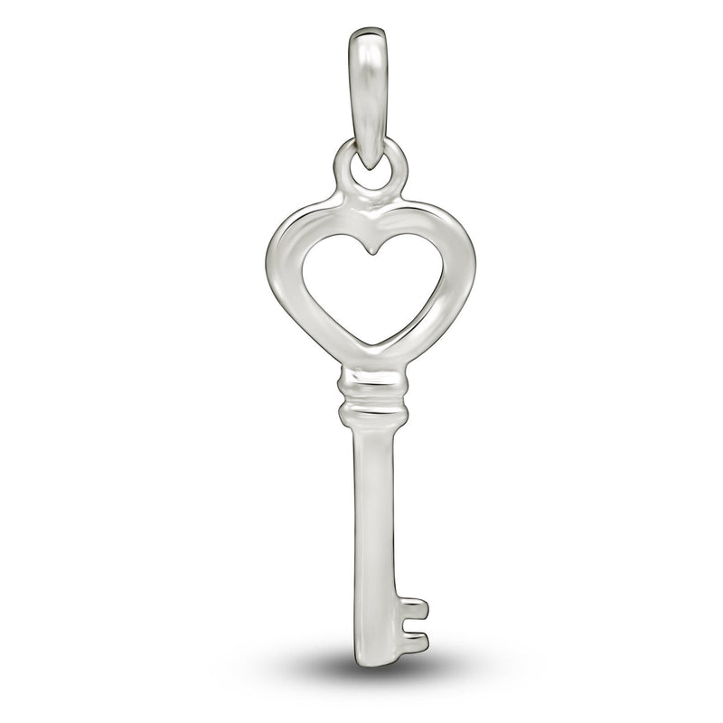 1.3" Heart Key Silver Jewelry Pendants - SPJ2221