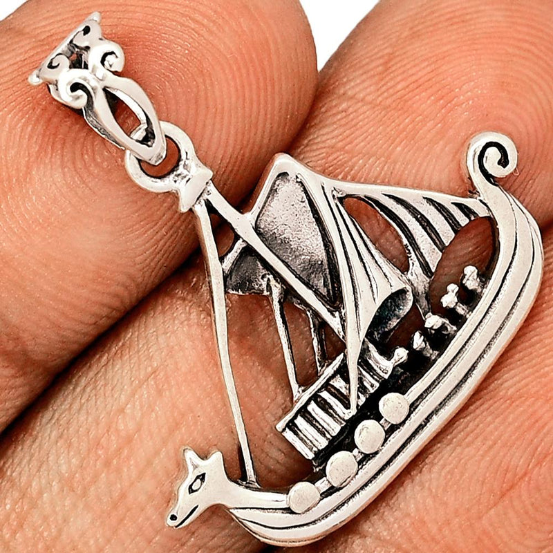 1.2" Viking Ship Silver Jewelry Pendants - SPJ2224