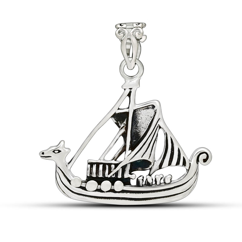 1.2" Viking Ship Silver Jewelry Pendants - SPJ2224