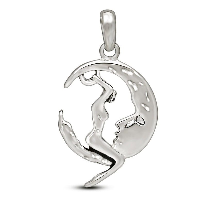 1.3" Moon Rider Goddess Silver Jewelry Pendants - SPJ2230