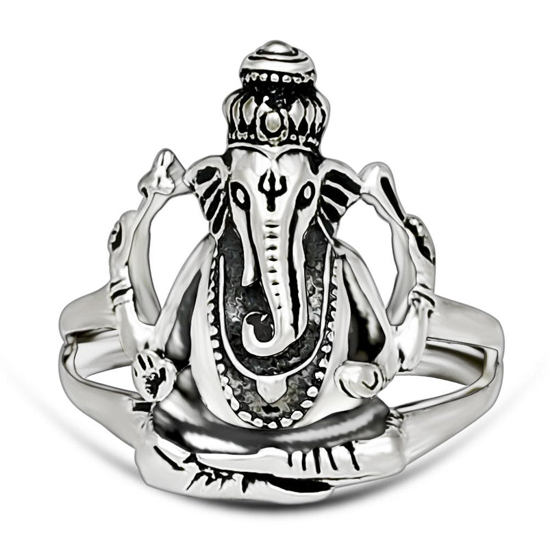 Lord Ganesha Silver Jewelry Ring - SPJ2276