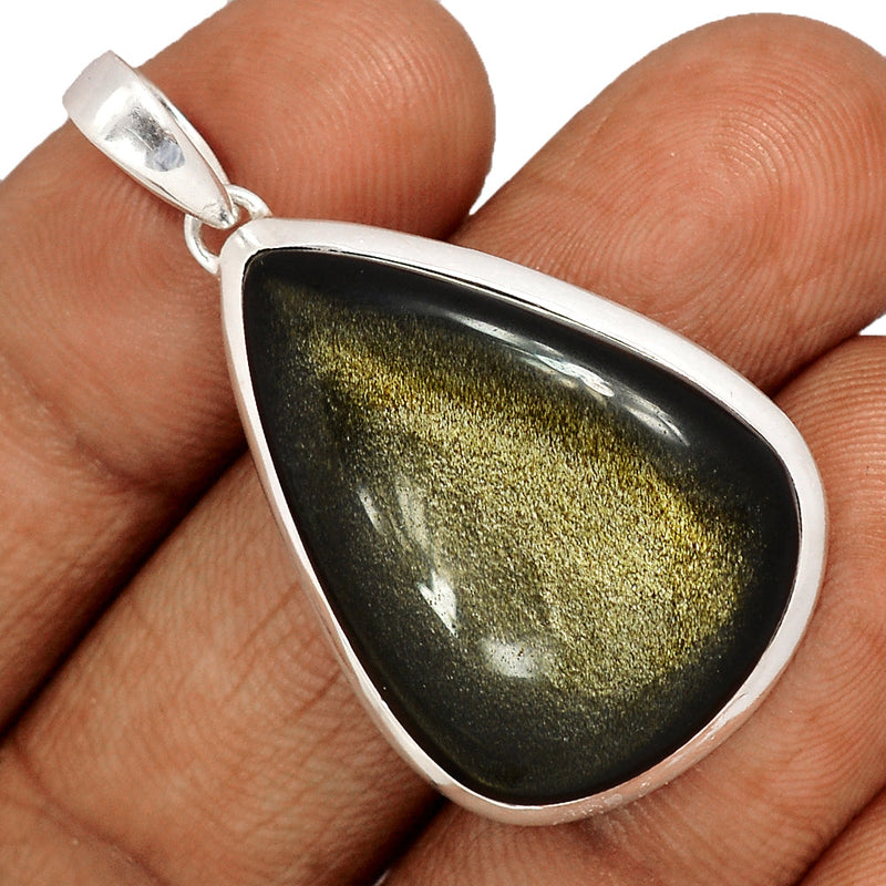 1.7" Silver Sheen Obsidian Pendants - SSOP215