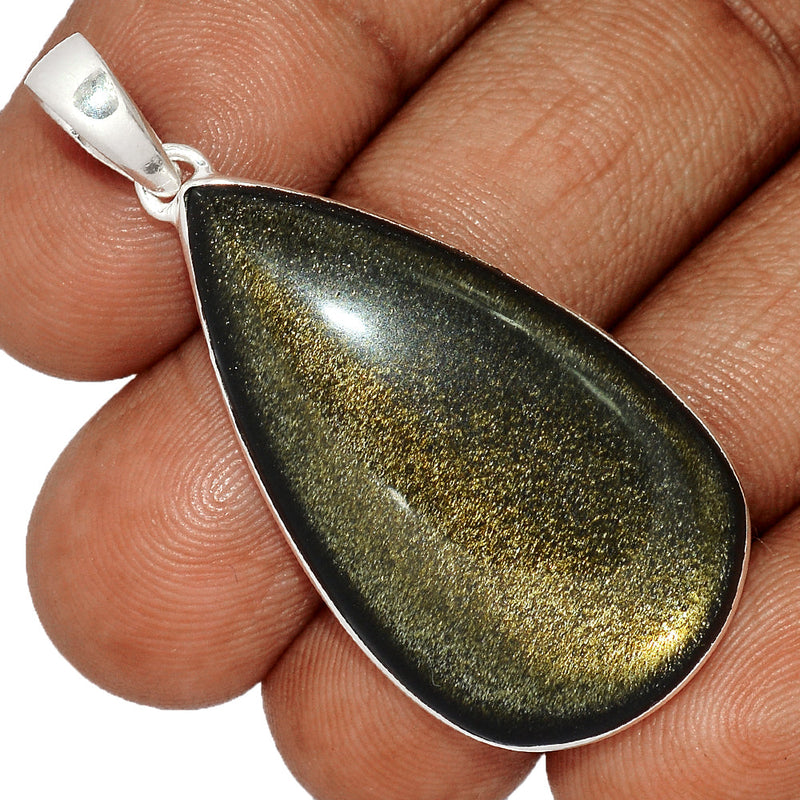 1.8" Silver Sheen Obsidian Pendants - SSOP222