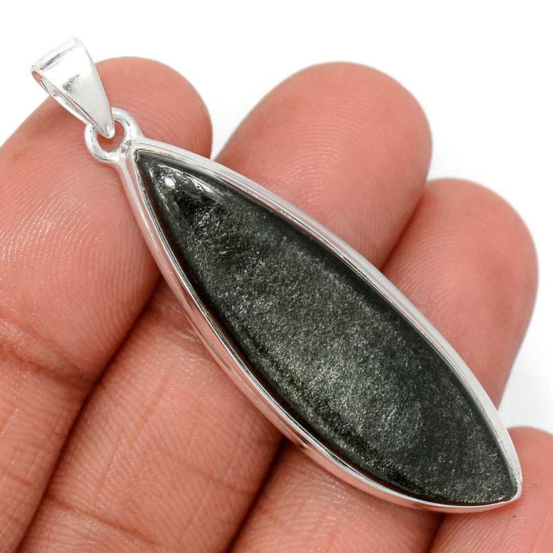 2.1" Silver Sheen Obsidian Pendants - SSOP244