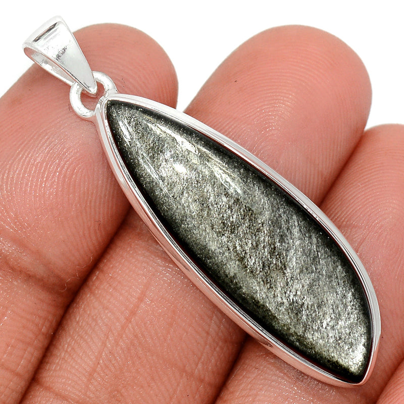 1.8" Silver Sheen Obsidian Pendants - SSOP265