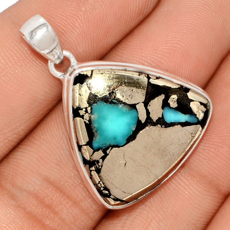 1.3" Natural Turquoise In Pyrite Pendants - TIPP105