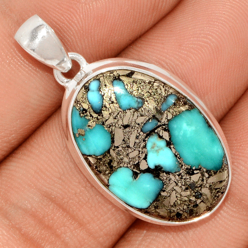 1.5" Natural Turquoise In Pyrite Pendants - TIPP106