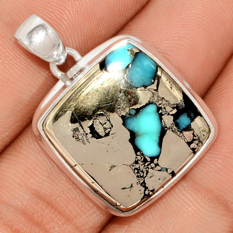 1.2" Natural Turquoise In Pyrite Pendants - TIPP109
