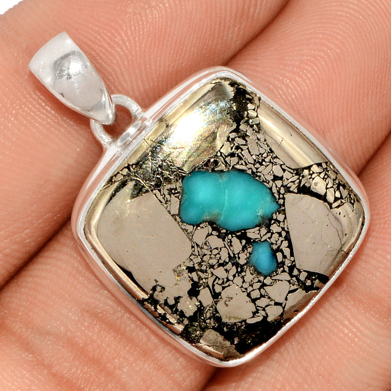 1.3" Natural Turquoise In Pyrite Pendants - TIPP111