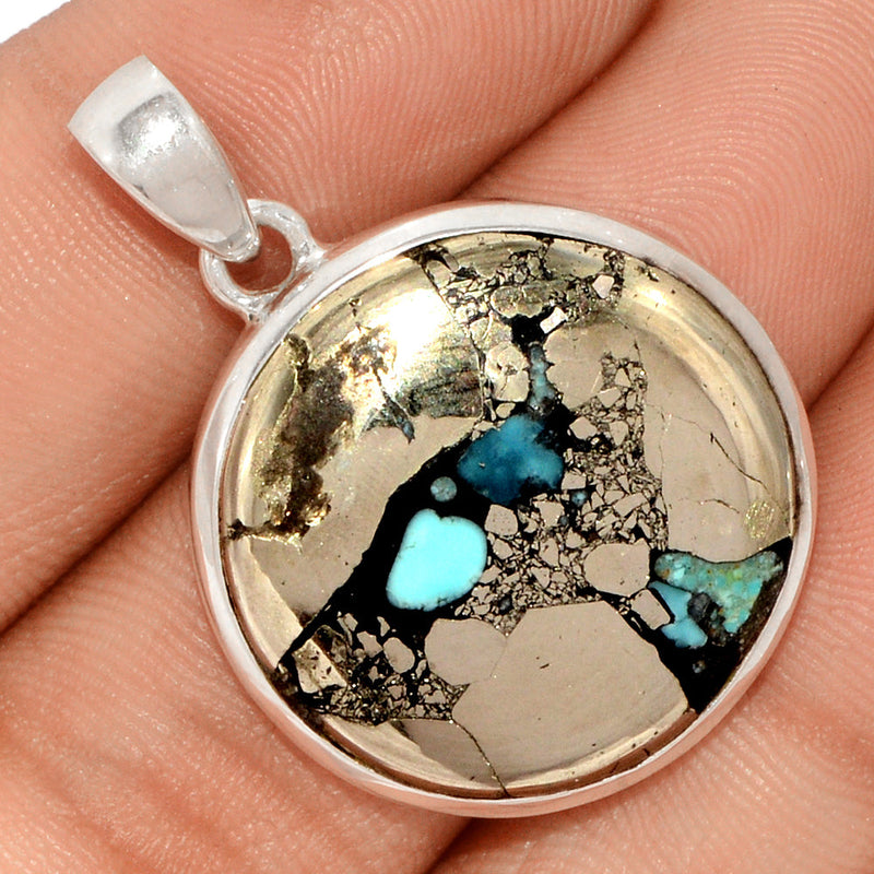 1.5" Natural Turquoise In Pyrite Pendants - TIPP112