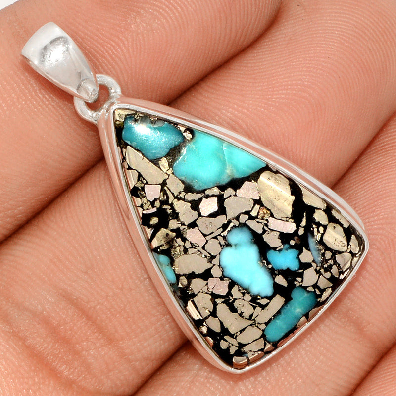 1.5" Natural Turquoise In Pyrite Pendants - TIPP113