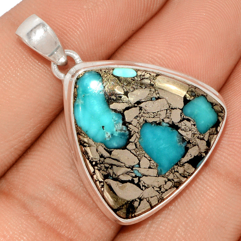 1.5" Natural Turquoise In Pyrite Pendants - TIPP117
