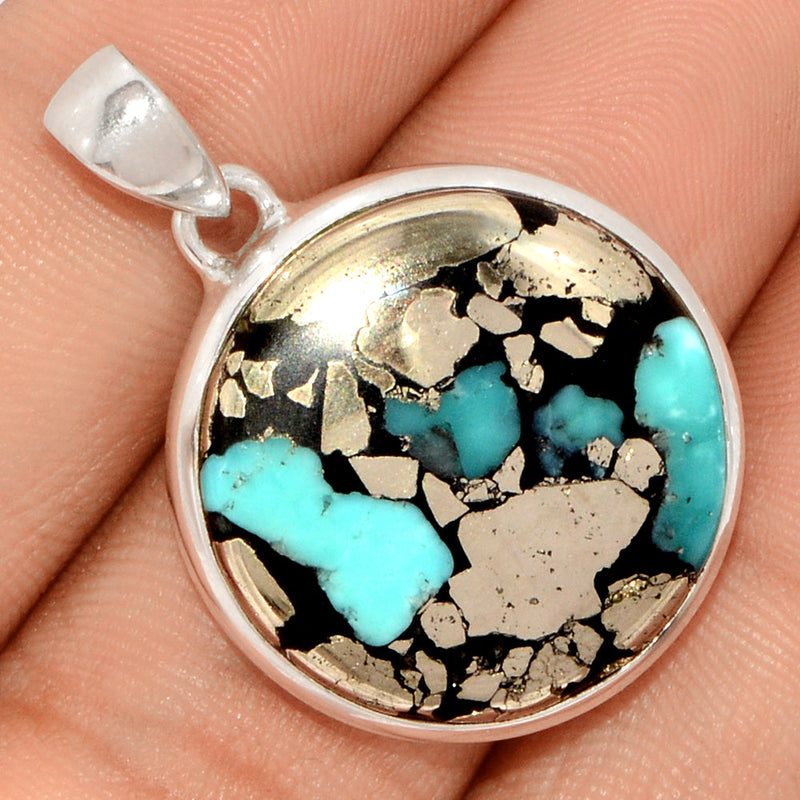 1.3" Natural Turquoise In Pyrite Pendants - TIPP124